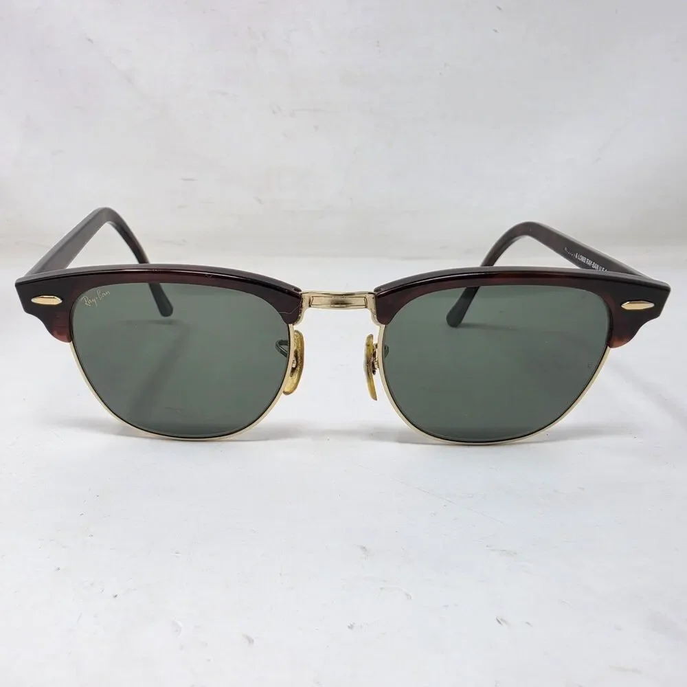 Vintage Ray Ban W1116 Sunglasses Clubmaster II Brown Tortoise Shell G15 w/ Case